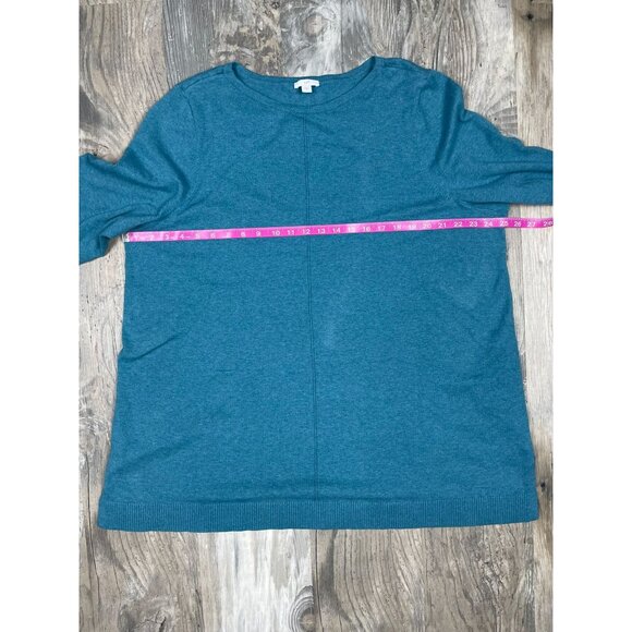 J Jill Teal Lightweight Long Sleeve Sweater 3X Crew Neck Soft Front Seam - Picture 7 of 9